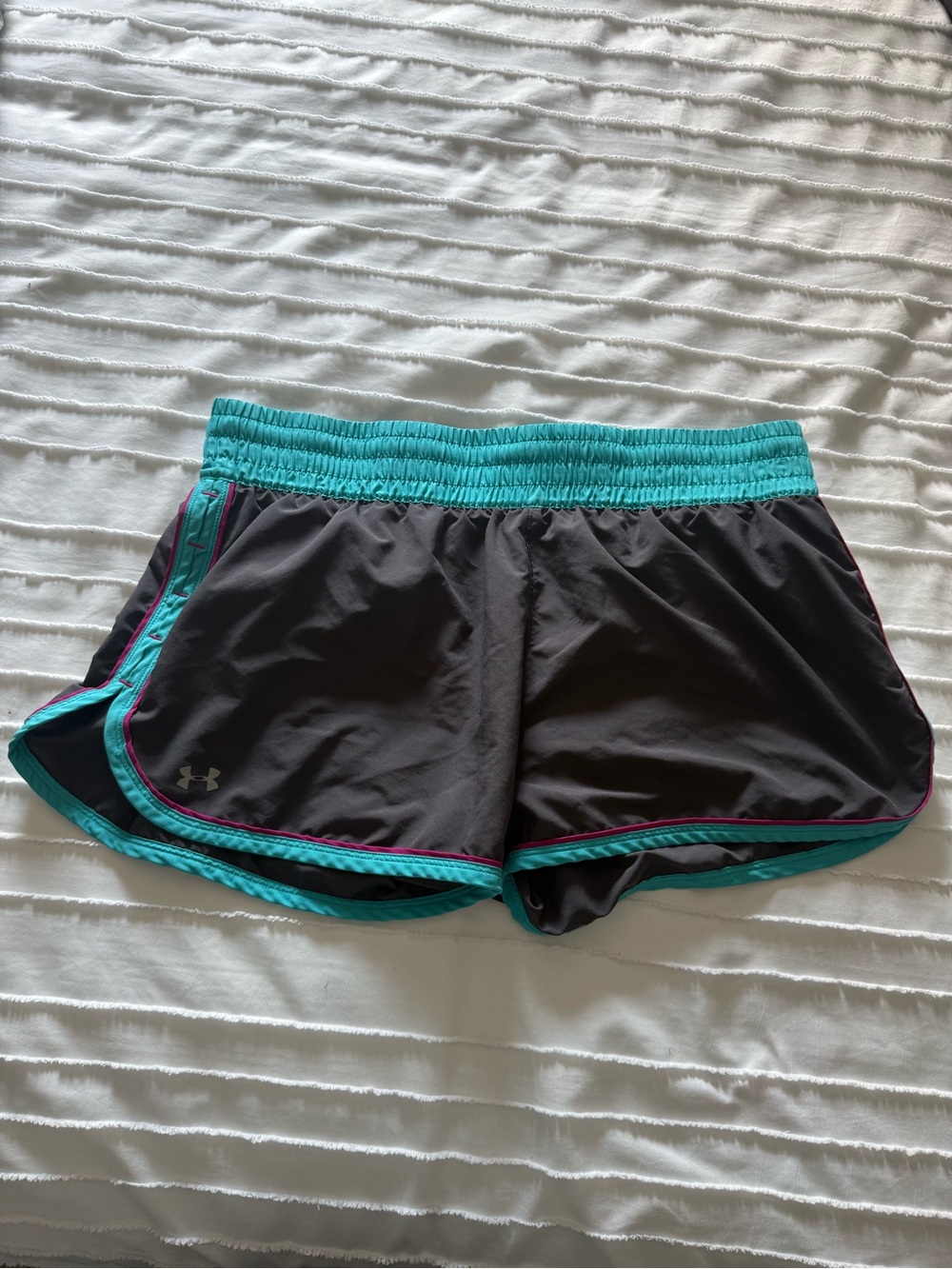 LG Women’s Athletic Shorts — Gray with Teal and Magenta Trim